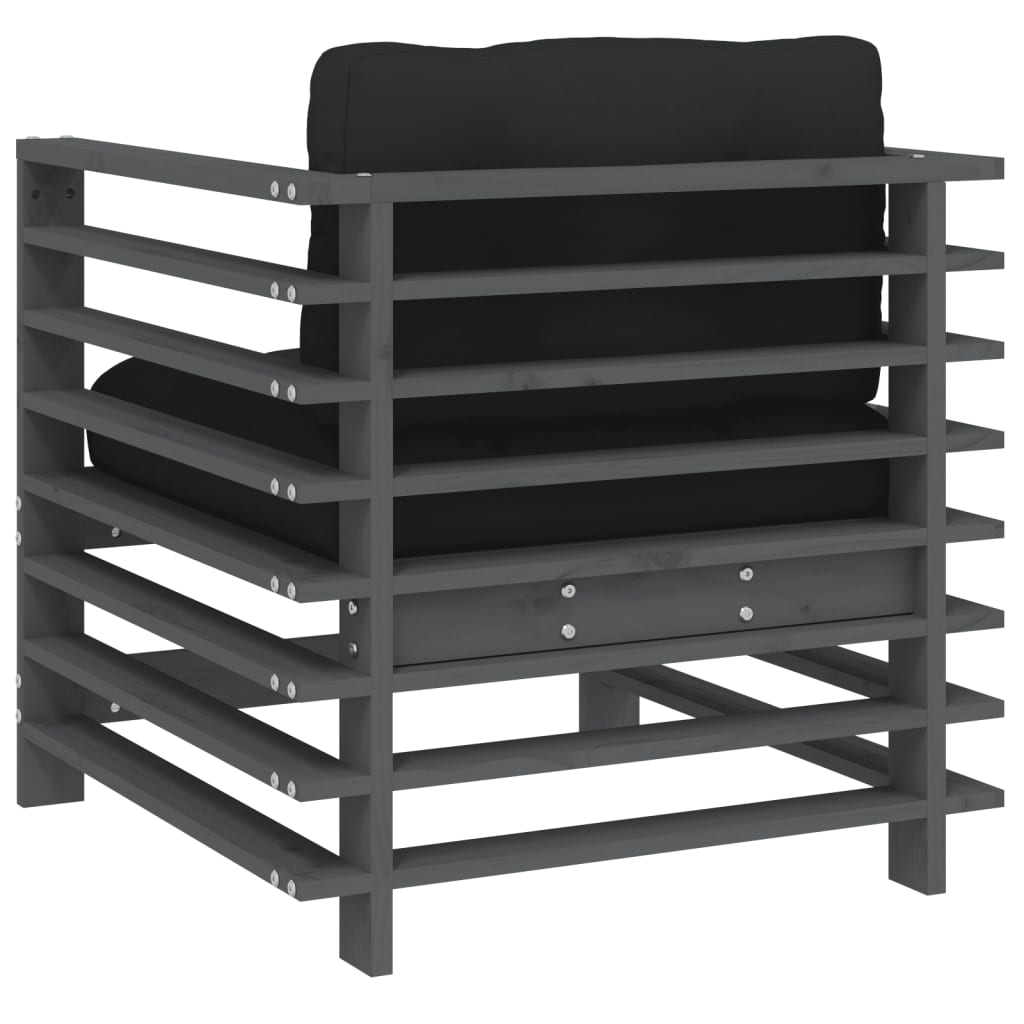 vidaXL Καρέκλες Κήπου με Μαξιλάρια 2 τεμ. Γκρι από Μασίφ Ξύλο Πεύκου