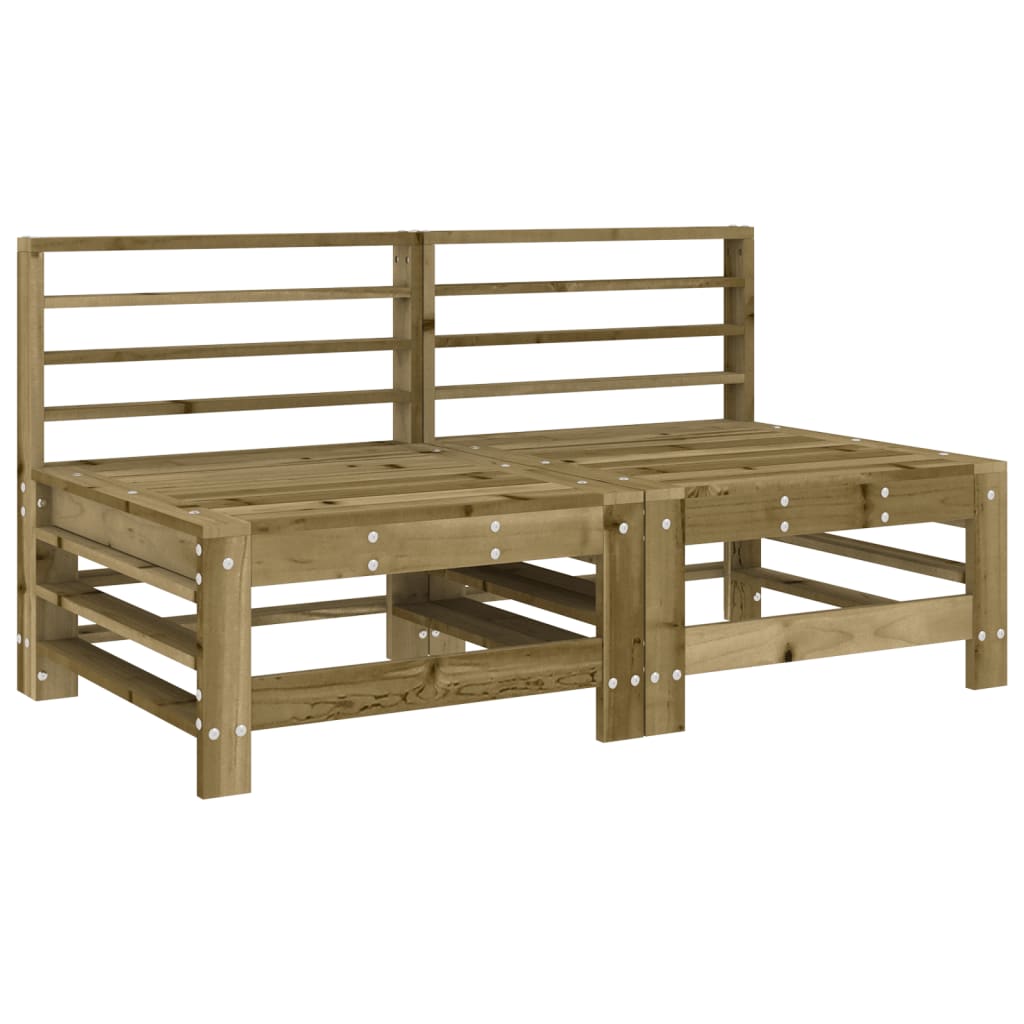 vidaXL Καναπέδες Μεσαίοι με Μαξιλάρια 2 τεμ. Εμποτισμένο Ξύλο Πεύκου