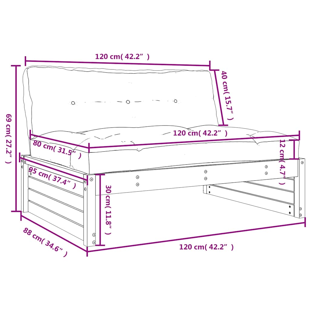 vidaXL Καναπές Μεσαίος Γκρι 120 x 80 εκ. από Μασίφ Ξύλο Πεύκου