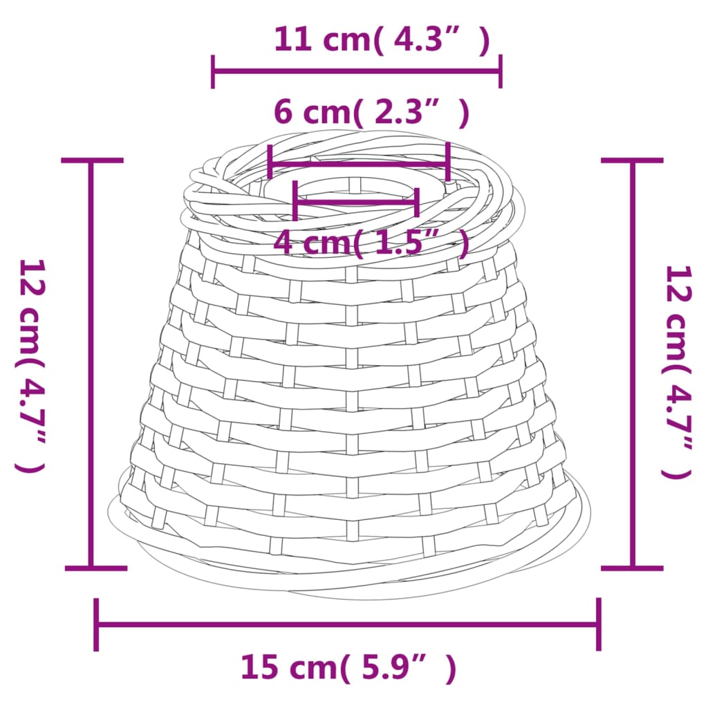vidaXL Καπέλο Φωτιστικού Οροφής Λευκό Ø15x12 εκ. από Wicker