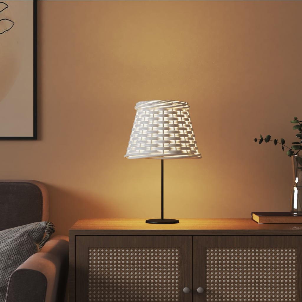 vidaXL Καπέλο Φωτιστικού Λευκό Ø15x12 εκ. από Wicker