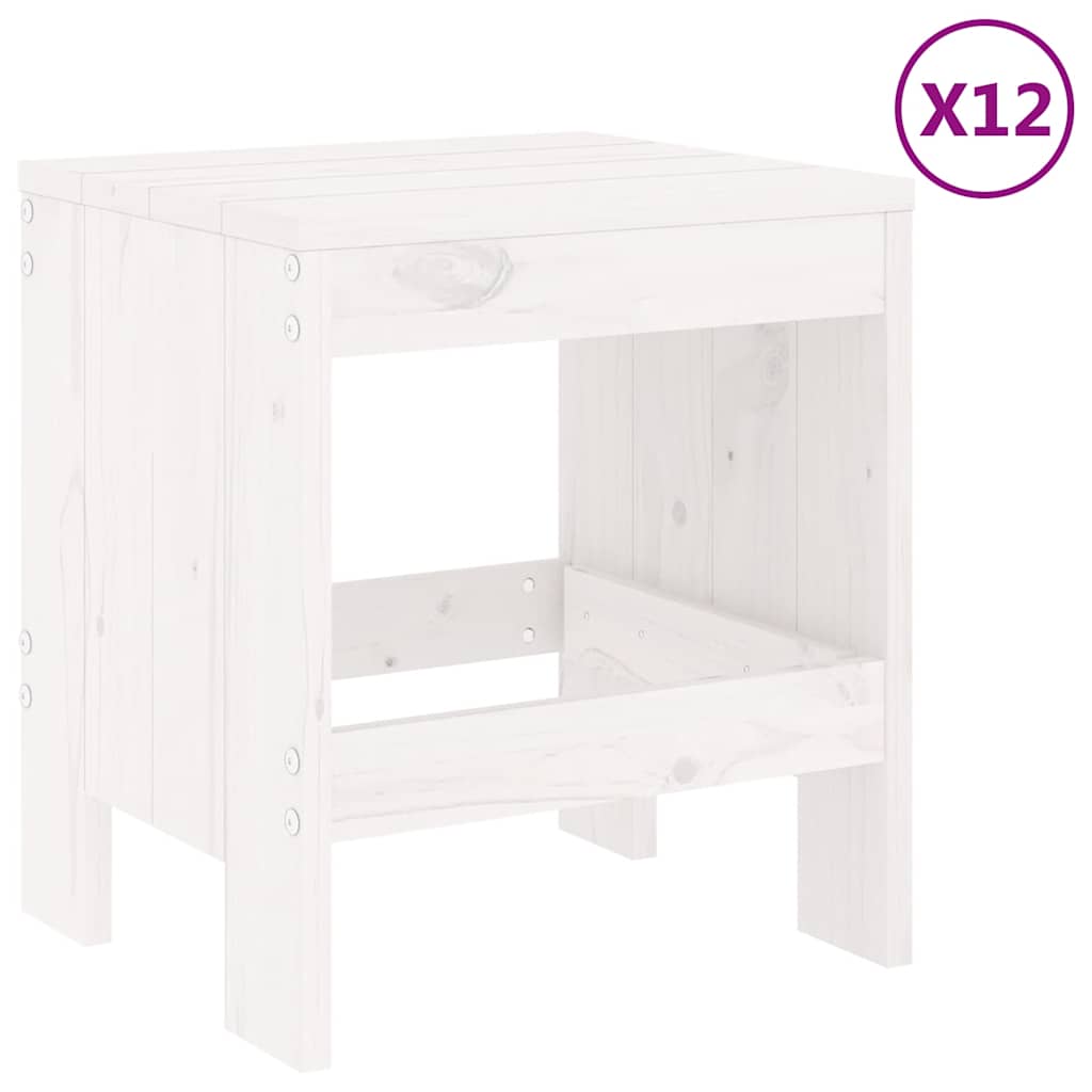 vidaXL Τραπεζαρία Κήπου Σετ 13 Τεμαχίων Λευκό από Μασίφ Ξύλο Πεύκου