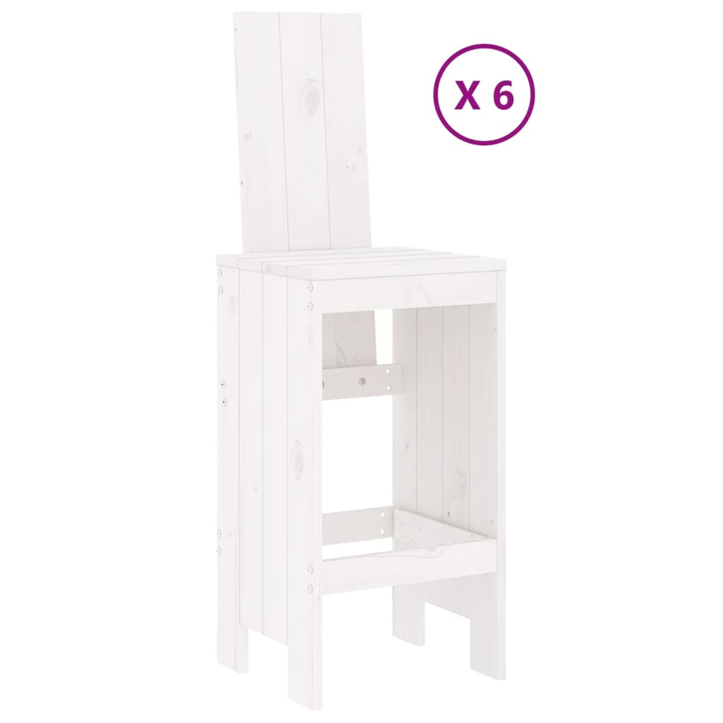 vidaXL Σετ Επίπλων Μπαρ Κήπου 7 Τεμαχίων Λευκό από Μασίφ Ξύλο Πεύκου