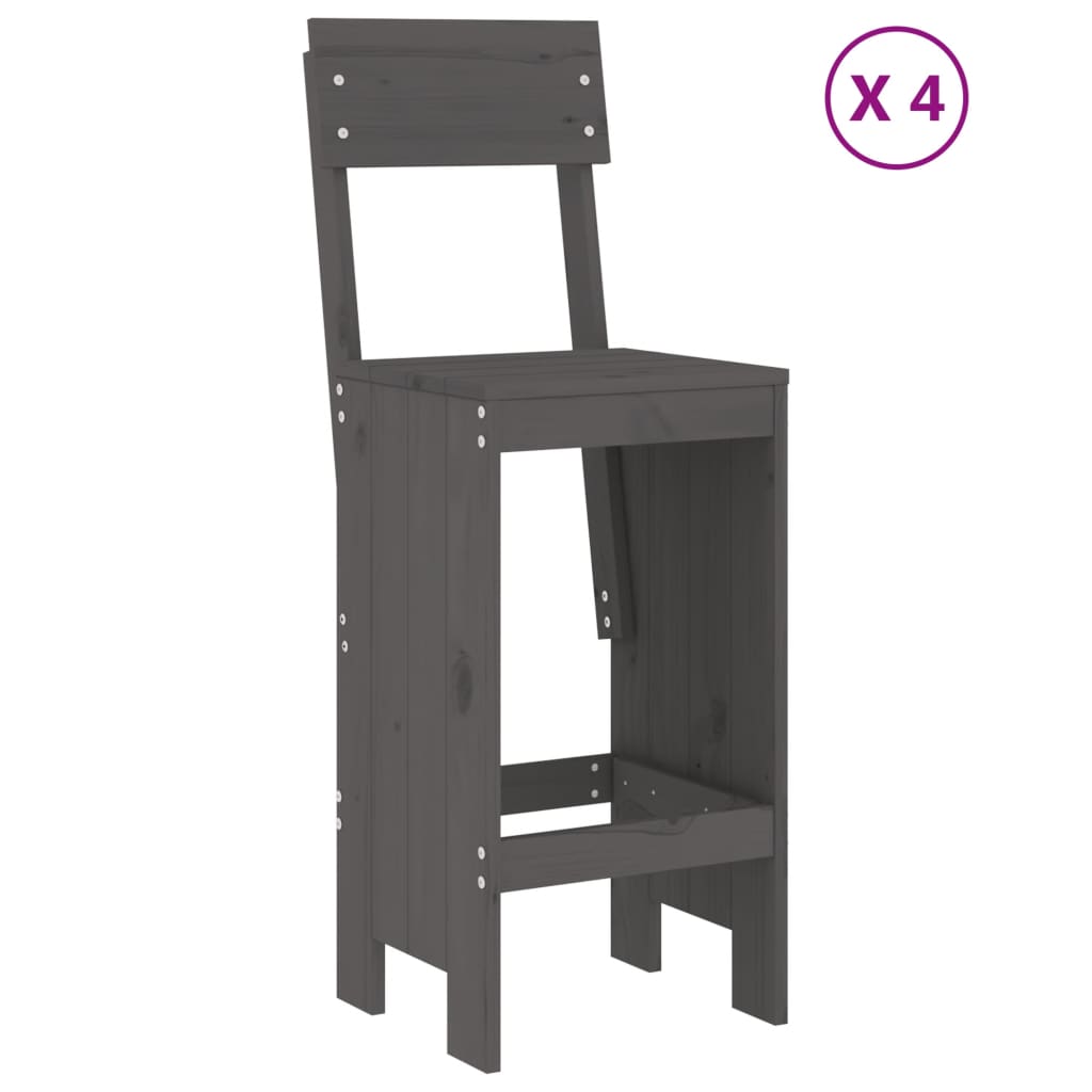 vidaXL Σετ Επίπλων Μπαρ Κήπου 5 Τεμαχίων Γκρι από Μασίφ Ξύλο Πεύκου