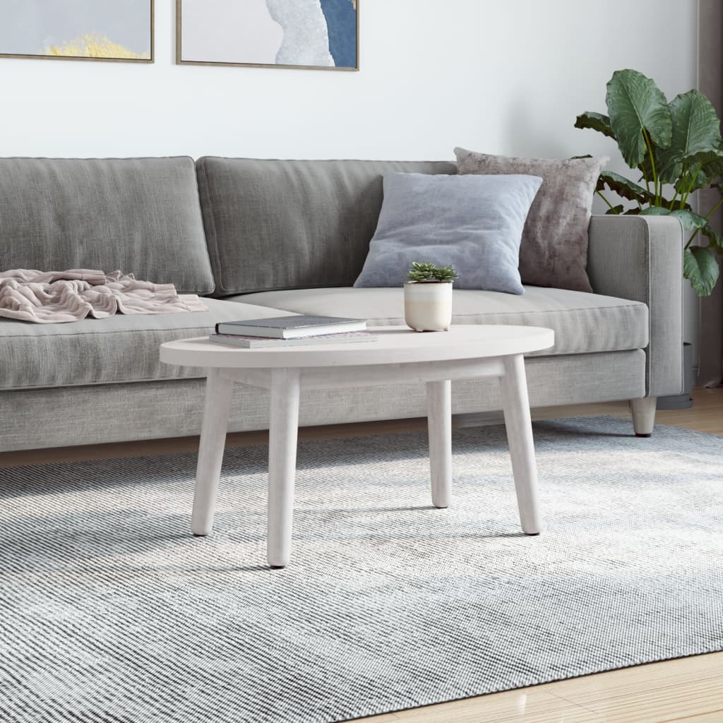 vidaXL Επιφάνεια Τραπεζιού Οβάλ Λευκή 70x35x2,5 εκ. Μασίφ Ξύλο Πεύκου