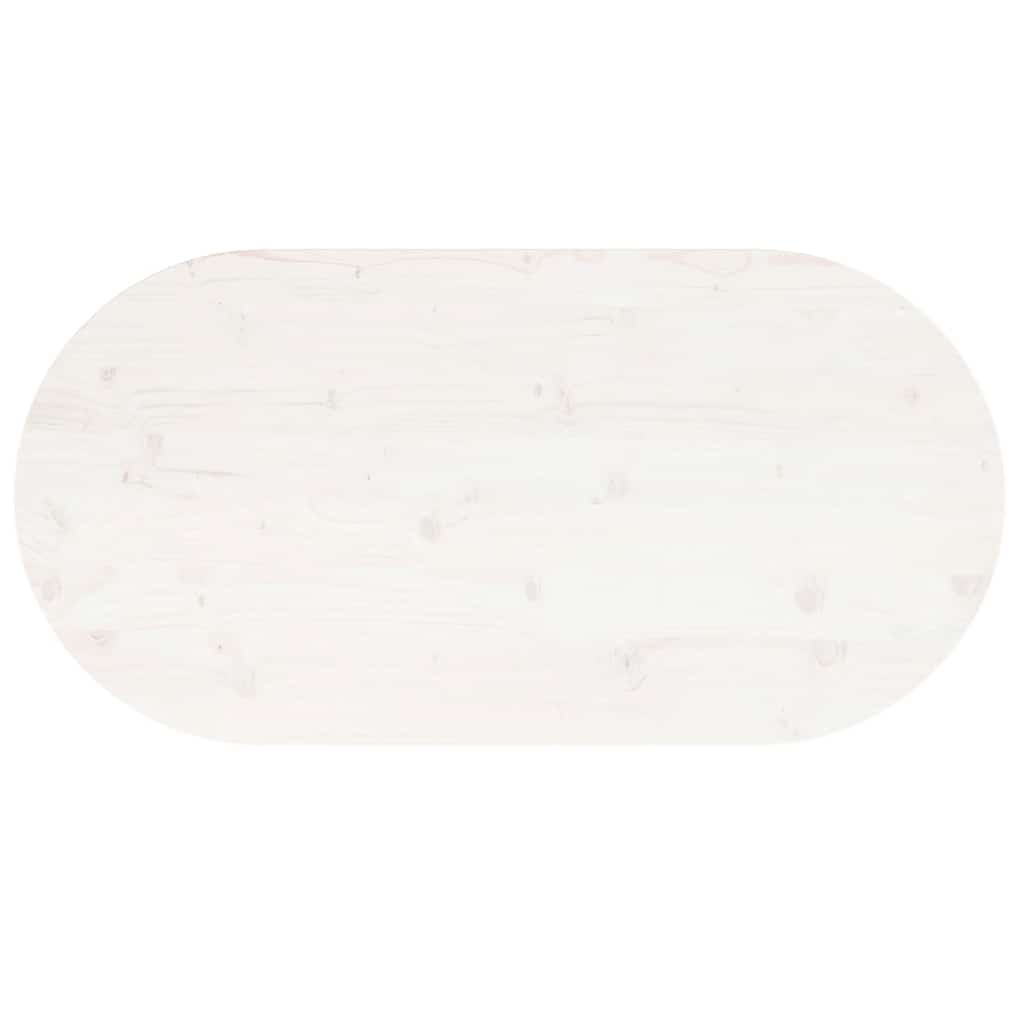 vidaXL Επιφάνεια Τραπεζιού Οβάλ Λευκή 100x50x2,5 εκ. Μασίφ Ξύλο Πεύκου
