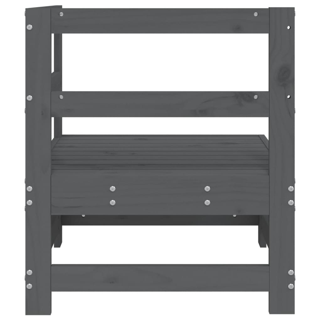 vidaXL Καναπές Κήπου Γωνιακός Γκρι από Μασίφ Ξύλο Πεύκου