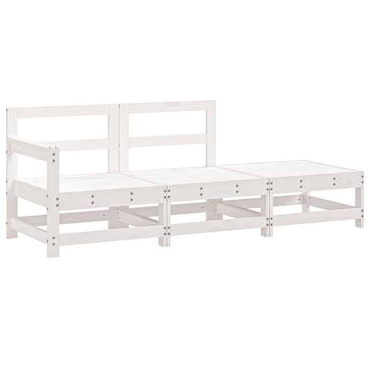 vidaXL Σαλόνι Κήπου Σετ 3 Τεμαχίων Λευκό από Μασίφ Ξύλο Πεύκου