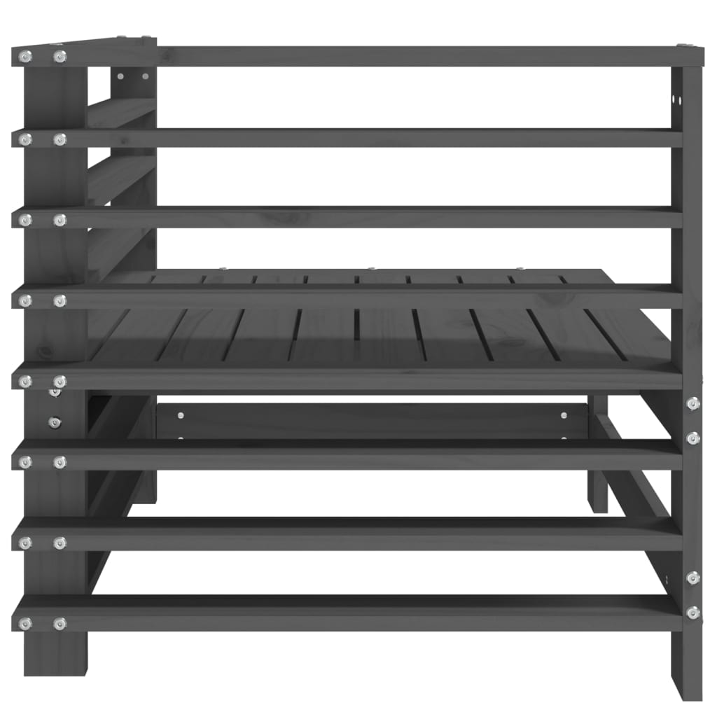 vidaXL Καναπές Κήπου Γωνιακός Γκρι από Μασίφ Ξύλο Πεύκου