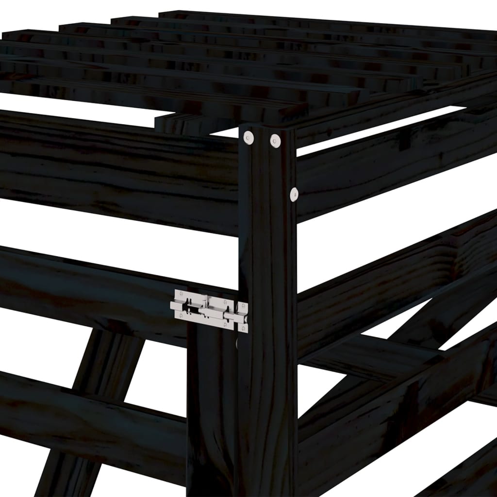 vidaXL Προέκταση Αποθήκευσης Τροχήλατου Κάδου Μαύρη Μασίφ Ξύλο Πεύκου