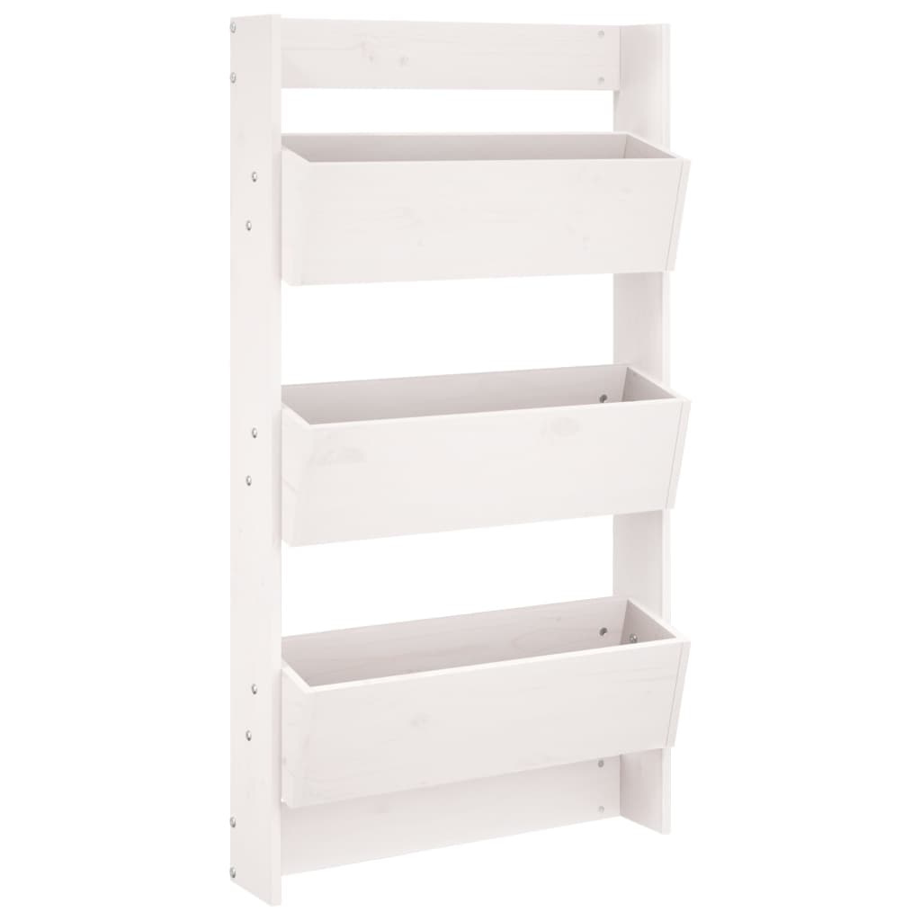 vidaXL Ζαρντινιέρα Τοίχου 3 Επιπέδων Λευκή 60x18,5x110 εκ. Μασίφ Πεύκο