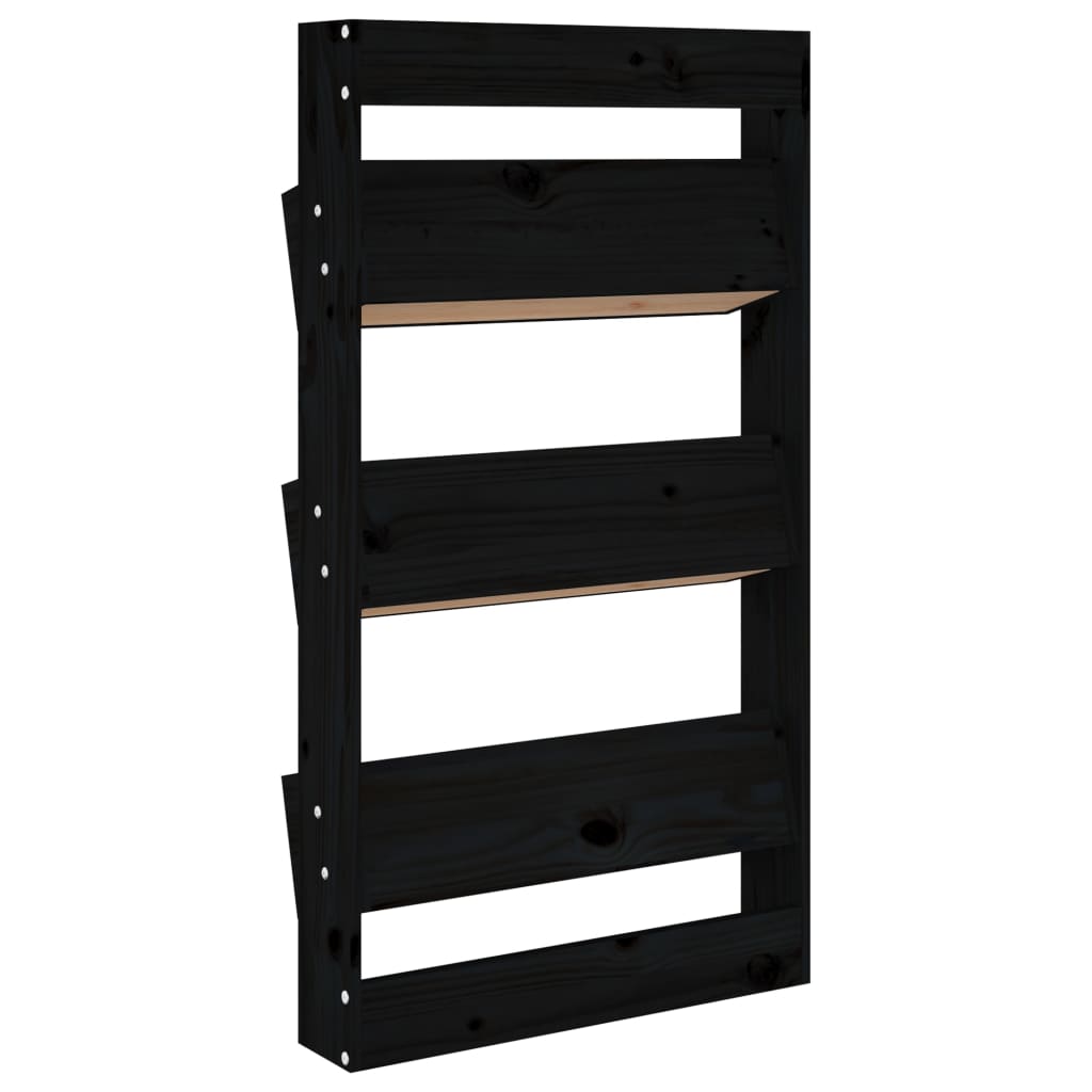 vidaXL Ζαρντινιέρα Τοίχου 3 Επιπέδων Μαύρη 60x18,5x110 εκ. Μασίφ Πεύκο