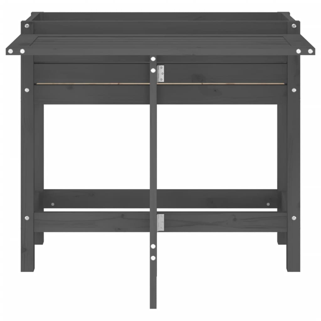 vidaXL Ζαρντινιέρα Κήπου με Πτυσσόμενο Τραπέζι Γκρι Μασίφ Ξύλο Πεύκου