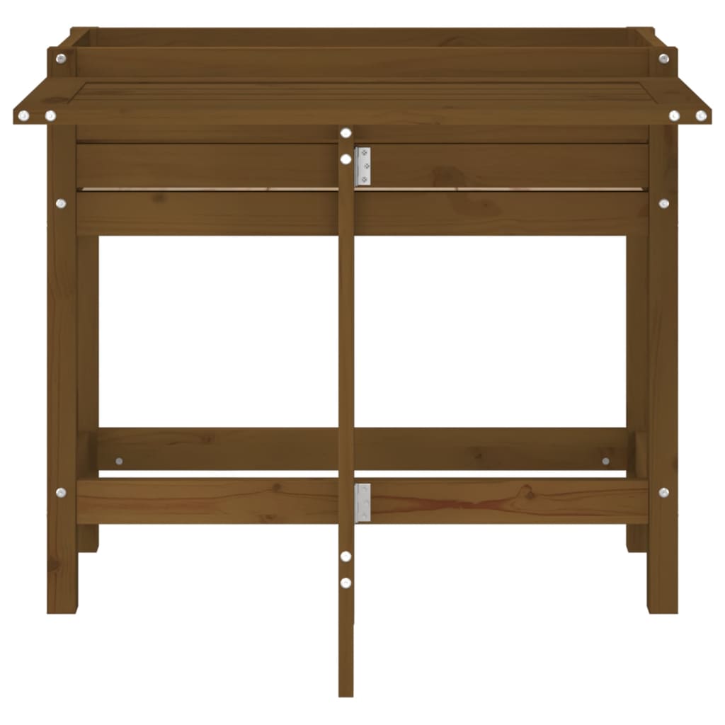vidaXL Ζαρντινιέρα Κήπου με Πτυσσόμενο Τραπέζι Μελί Μασίφ Ξύλο Πεύκου