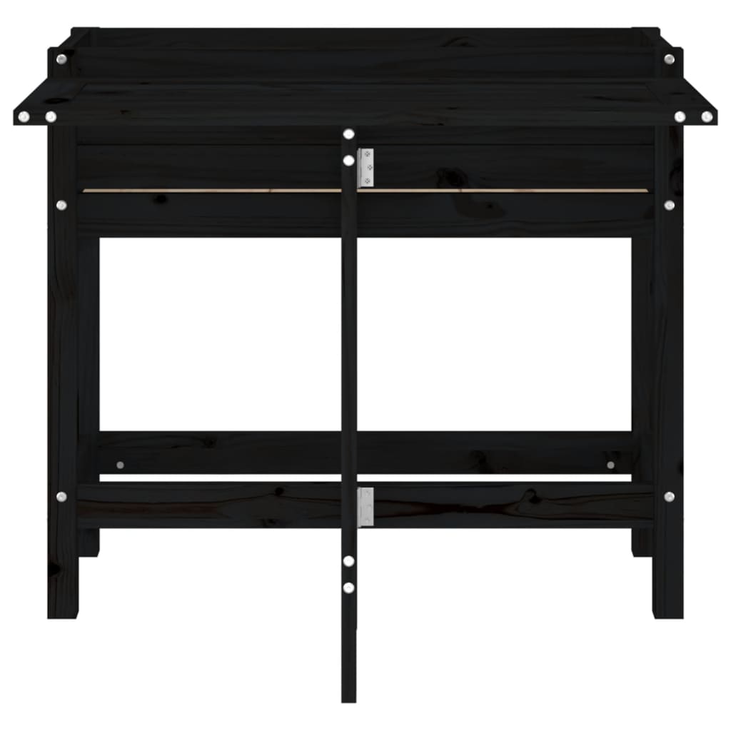 vidaXL Ζαρντινιέρα Κήπου με Πτυσσόμενο Τραπέζι Μαύρη Μασίφ Ξύλο Πεύκου