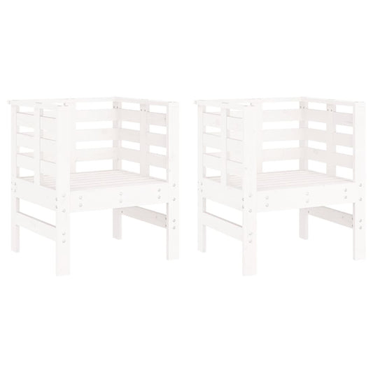 vidaXL Καρέκλες Κήπου 2 τεμ. Λευκές 61,5x53x71 εκ. Μασίφ Ξύλο Πεύκου