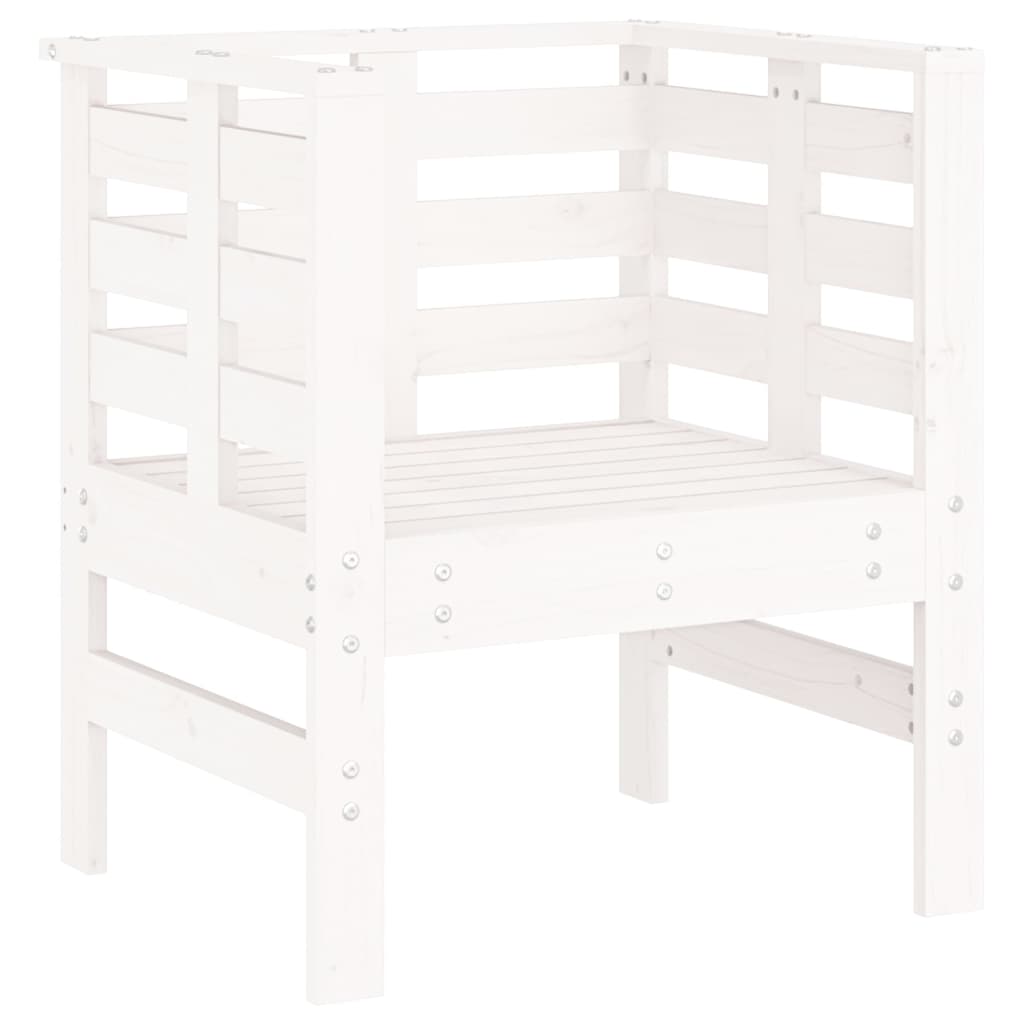 vidaXL Καρέκλες Κήπου 2 τεμ. Λευκές 61,5x53x71 εκ. Μασίφ Ξύλο Πεύκου
