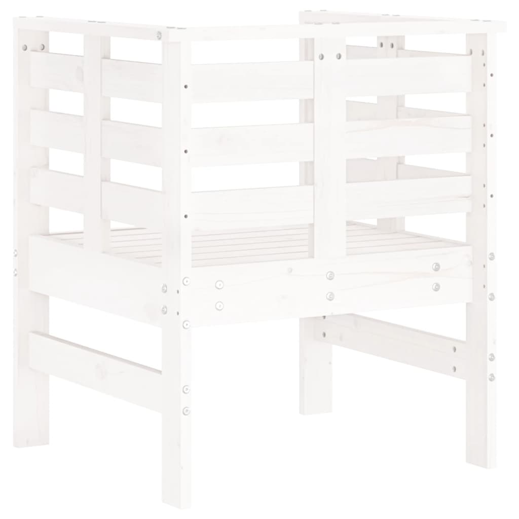 vidaXL Καρέκλες Κήπου 2 τεμ. Λευκές 61,5x53x71 εκ. Μασίφ Ξύλο Πεύκου