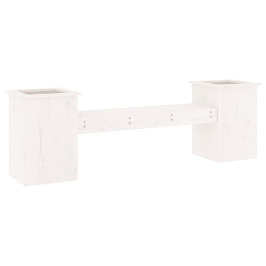 vidaXL Ζαρντινιέρα Παγκάκι Λευκό 184,5x39,5x56,5 εκ. Μασίφ Ξύλο Πεύκου