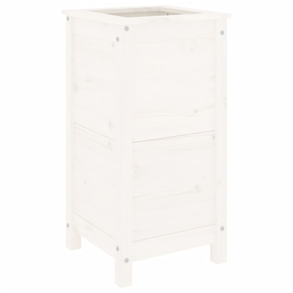 vidaXL Ζαρντινιέρα Λευκή 40 x 40 x 78 εκ. από Μασίφ Ξύλο Πεύκου