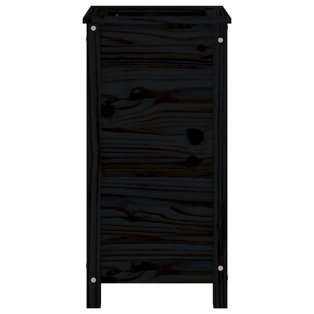 vidaXL Ζαρντινιέρα Μαύρη 40 x 40 x 78 εκ. από Μασίφ Ξύλο Πεύκου