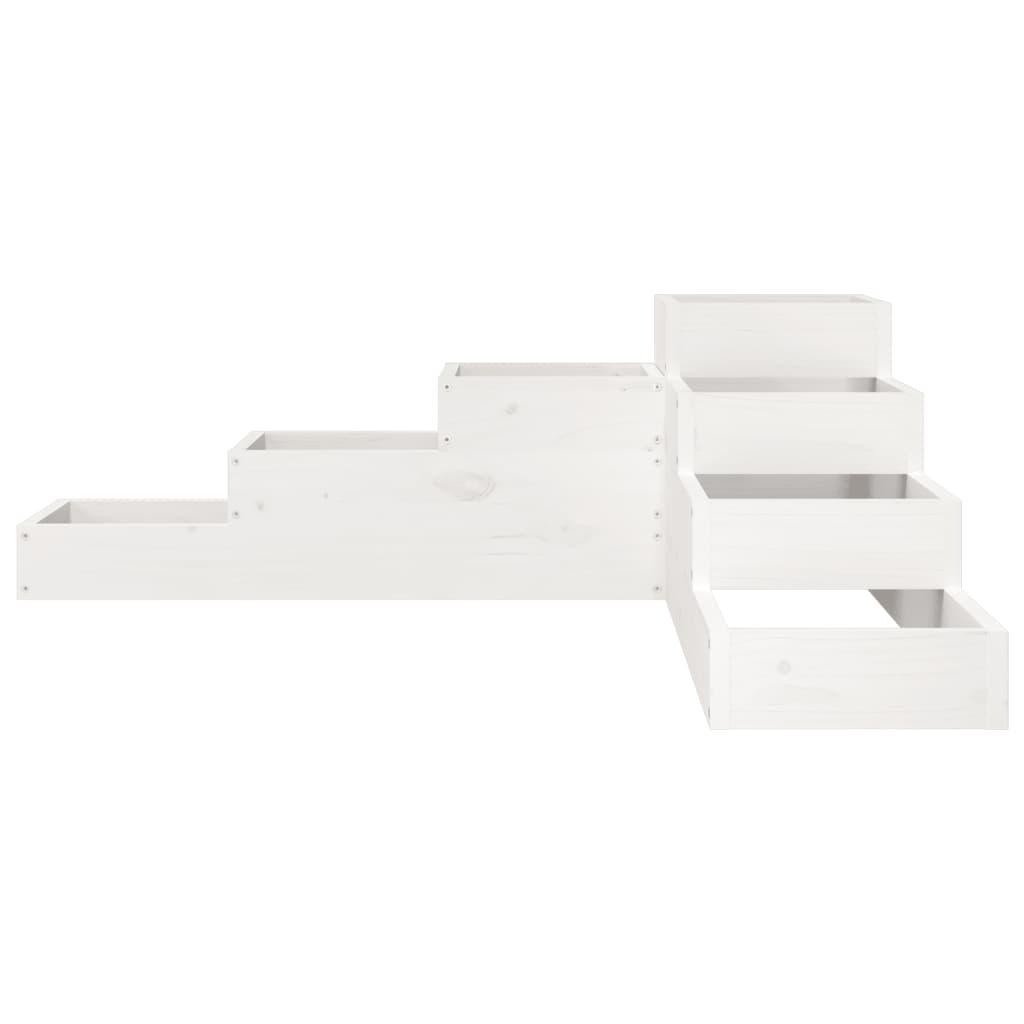 vidaXL Ζαρντινιέρα 4 Επιπέδων Λευκή 106x104,5x36 εκ. Μασίφ Ξύλο Πεύκου