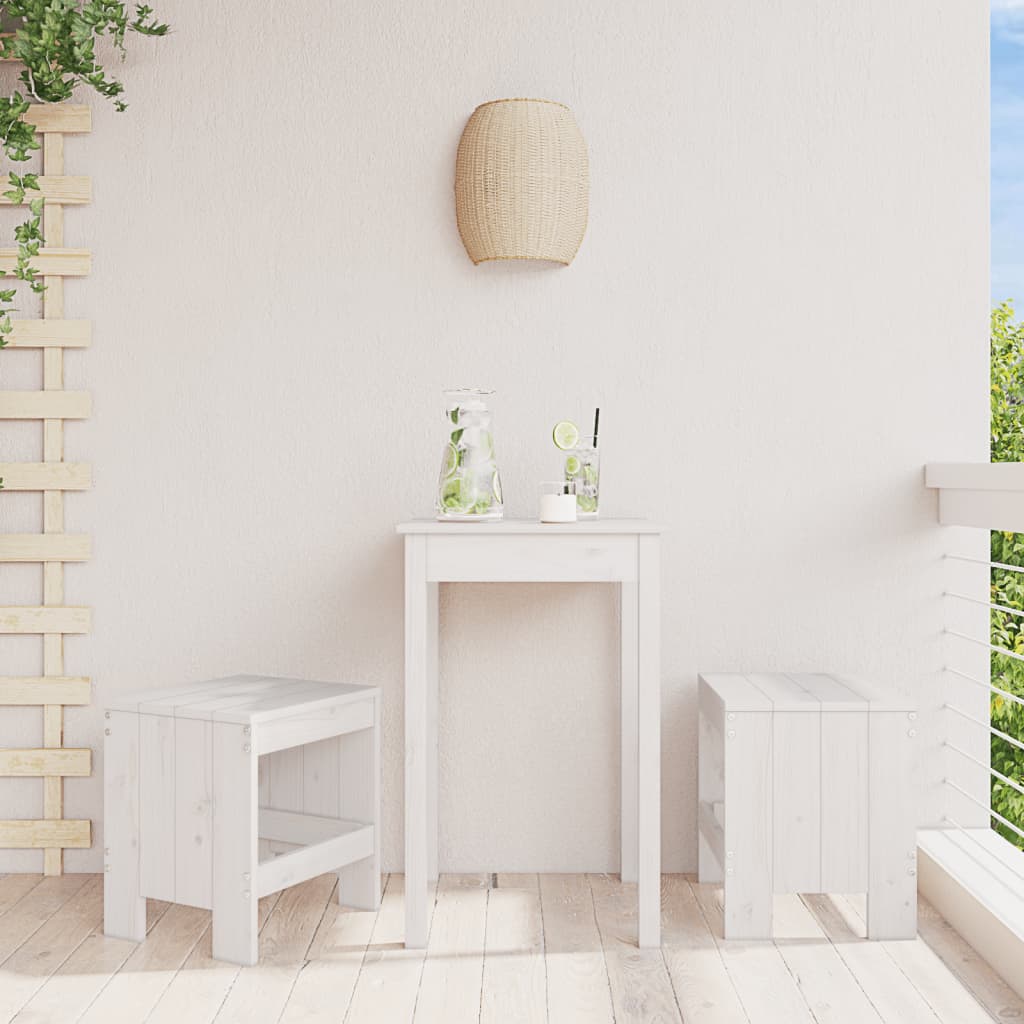 vidaXL Σκαμπό Κήπου 2 Τεμ. Λευκά 40 x 36 x 45εκ. από Μασίφ Ξύλο Πεύκου