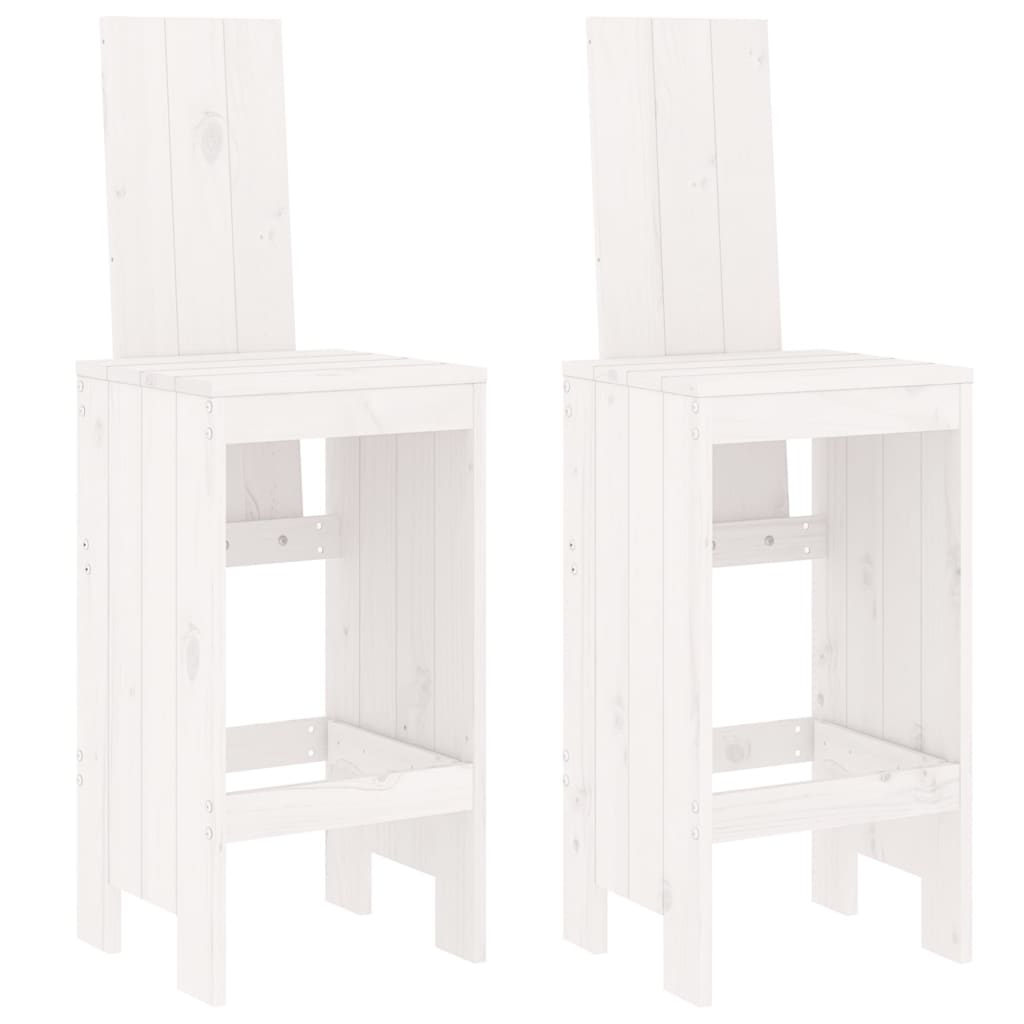 vidaXL Σκαμπό Μπαρ 2 τεμ. Λευκά 40 x 42 x 120 εκ. Μασίφ Ξύλο Πεύκου