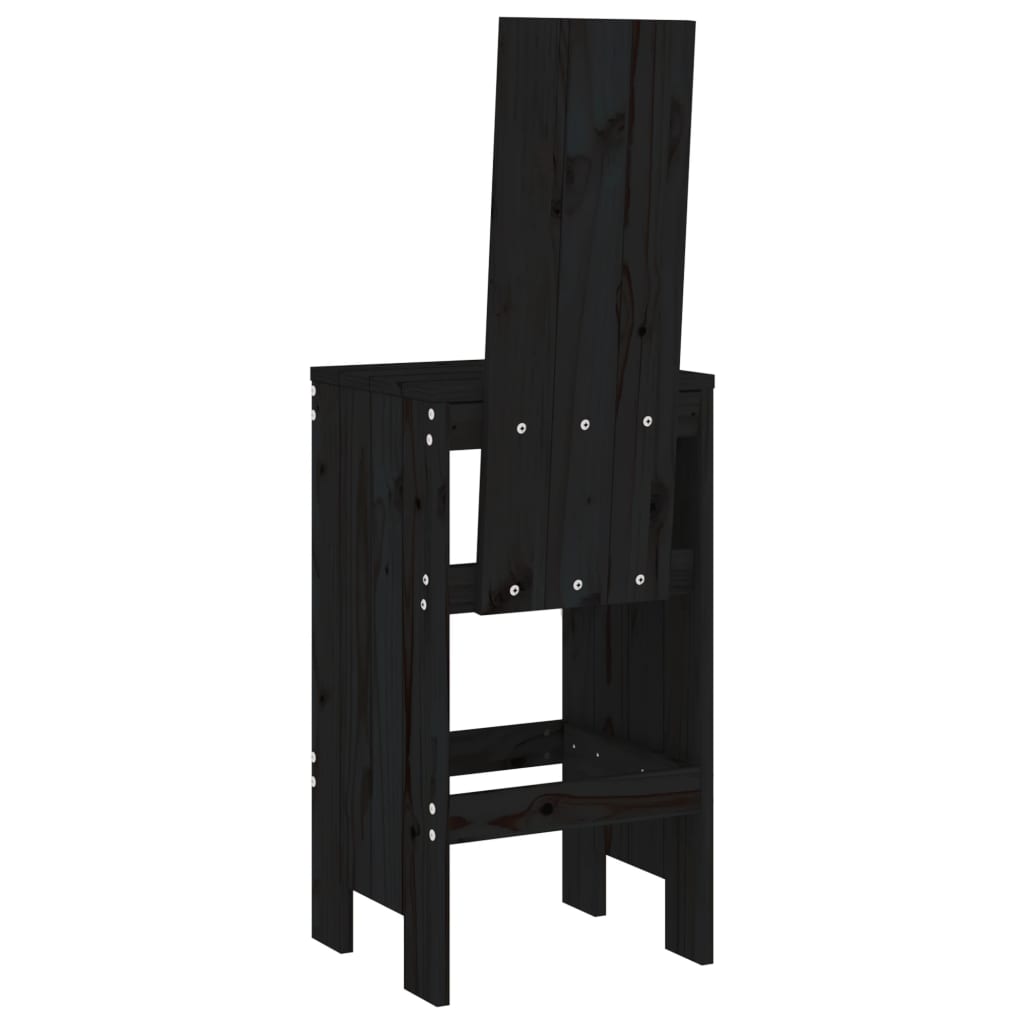 vidaXL Σκαμπό Μπαρ 2 Τεμ. Μαύρα 40x42x120 εκ. από Μασίφ Ξύλο Πεύκου
