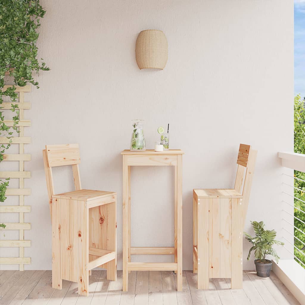vidaXL Σκαμπό Μπαρ 2 τεμ. 40 x 48,5 x 115,5 εκ. από Μασίφ Ξύλο Πεύκου