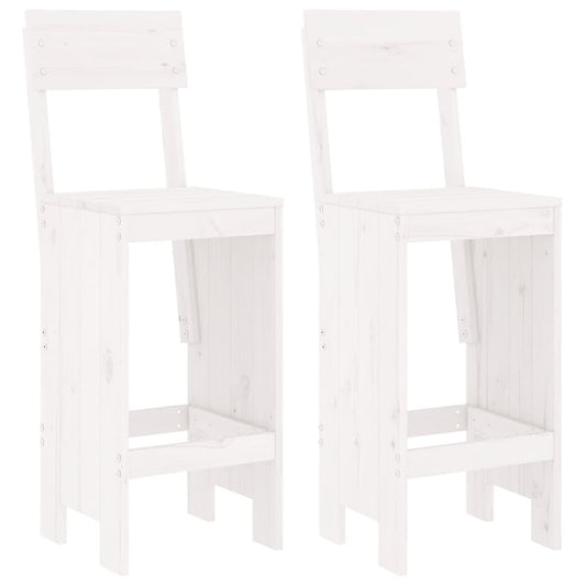 vidaXL Σκαμπό Μπαρ 2 τεμ. Λευκά 40 x 48,5 x 115,5εκ. Μασίφ Ξύλο Πεύκου