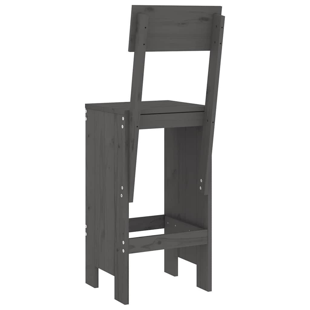 vidaXL Σκαμπό Μπαρ 2 τεμ. Γκρι 40 x 48,5 x 115,5εκ. Μασίφ Ξύλο Πεύκου