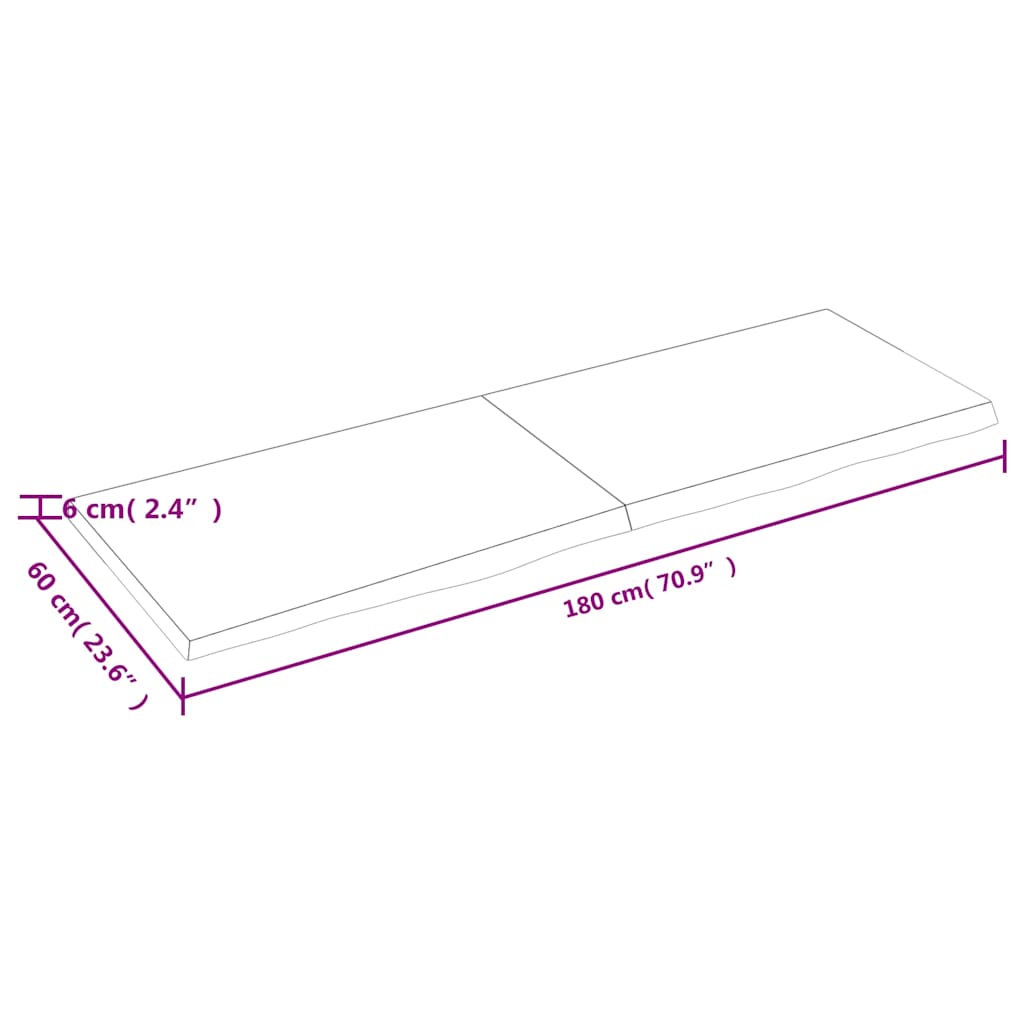 vidaXL Ράφι Τοίχου 180x60x(2-6) εκ. από Ακατέργαστο Μασίφ Ξύλο Δρυός