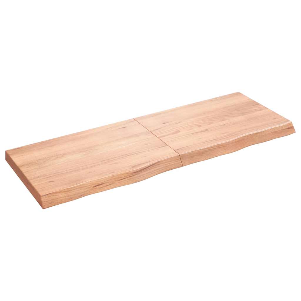 vidaXL Ράφι Τοίχου Ανοιχτό Καφέ 140x50x(2-6)εκ. Επεξ. Μασίφ Ξύλο Δρυός