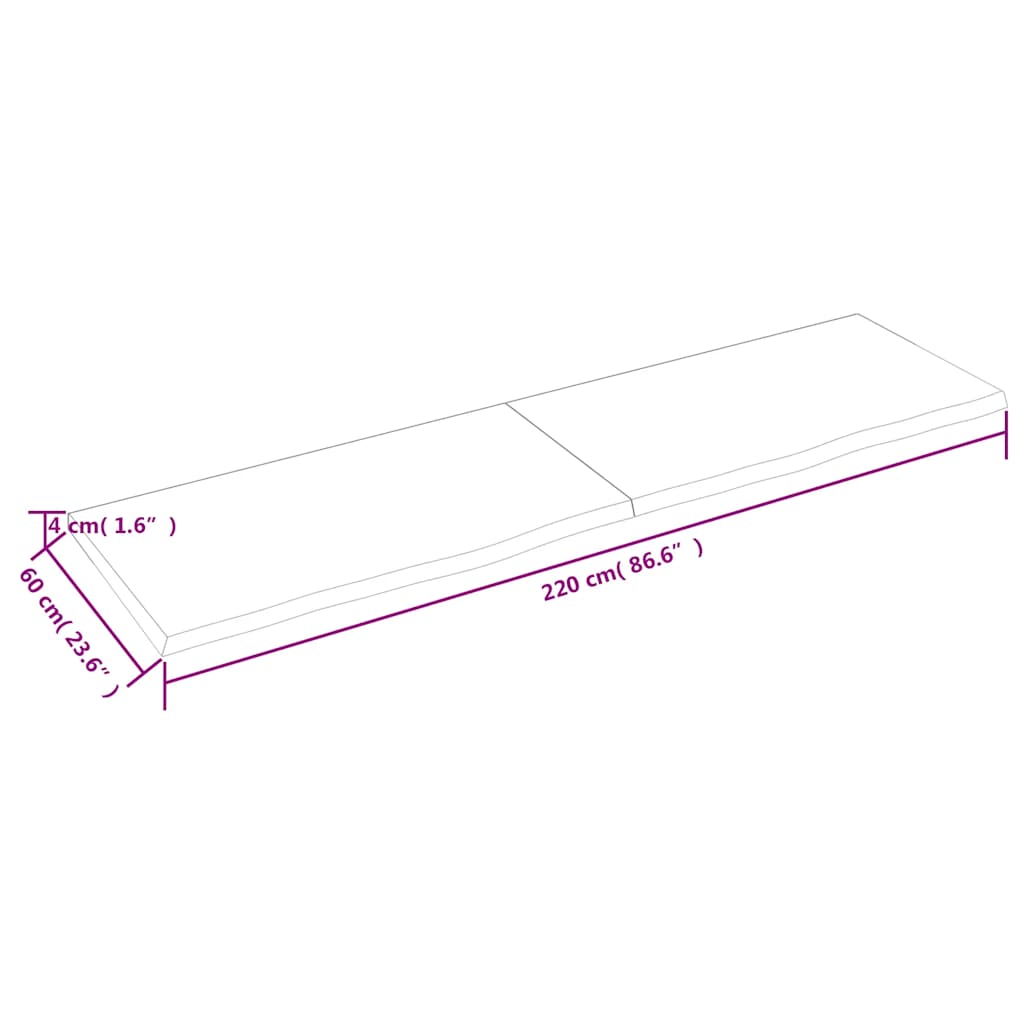 vidaXL Ράφι Τοίχου Σκούρο Καφέ 220x60x(2-4) εκ. Επεξ. Μασίφ Ξύλο Δρυός