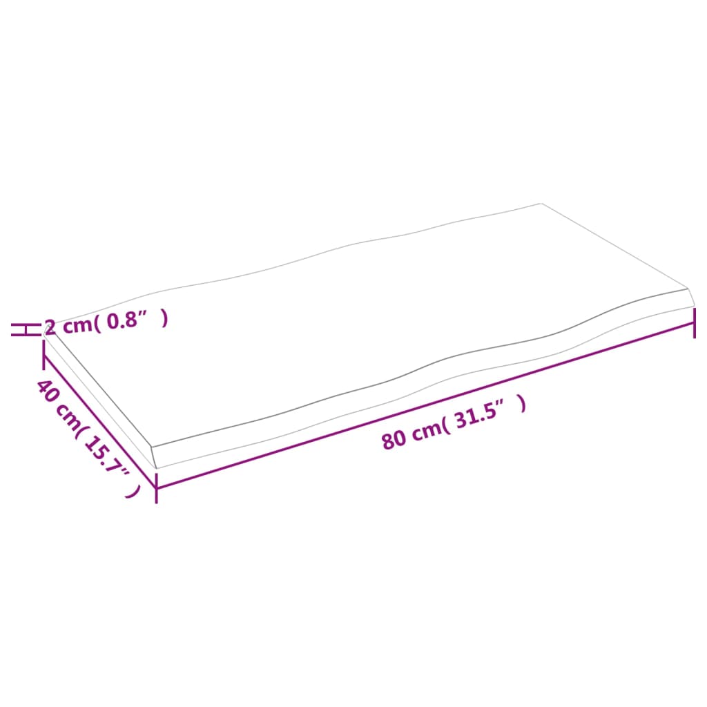 vidaXL Επιφ Τραπεζιού Αν Καφέ 80x40x2εκ. Επ Μασίφ Ξύλο Δρυός Live Edge