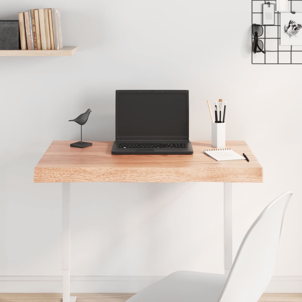 vidaXL Επιφ Τραπεζιού Αν Καφέ 80x40x(2-6)εκ. Ακατέργ. Μασίφ Ξύλο Δρυός