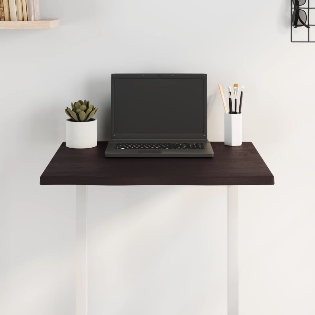 vidaXL Επιφ Τραπεζιού Σκ Καφέ 60x40x2εκ. Επ Μασίφ Ξύλο Δρυός Live Edge