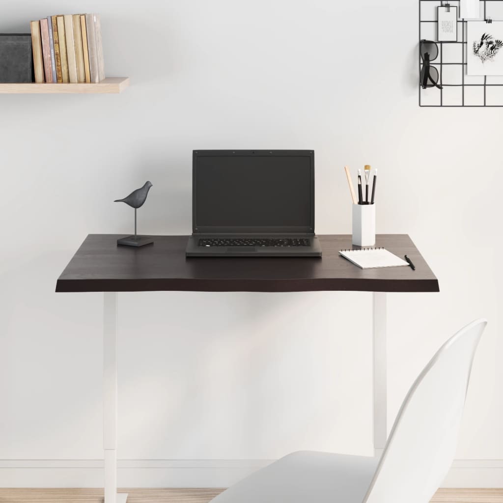 vidaXL Επιφάνεια Τραπεζιού Σκ Καφέ 80x40x2 εκ Επ. Ξύλο Δρυός Live Edge