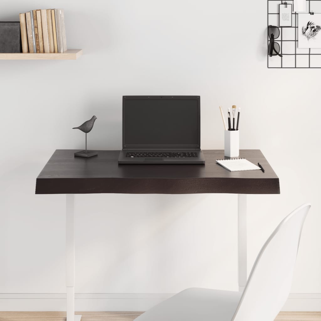 vidaXL Επιφ Τραπεζιού Αν Καφέ 80x40x(2-6)εκ. Ακατέργ. Μασίφ Ξύλο Δρυός