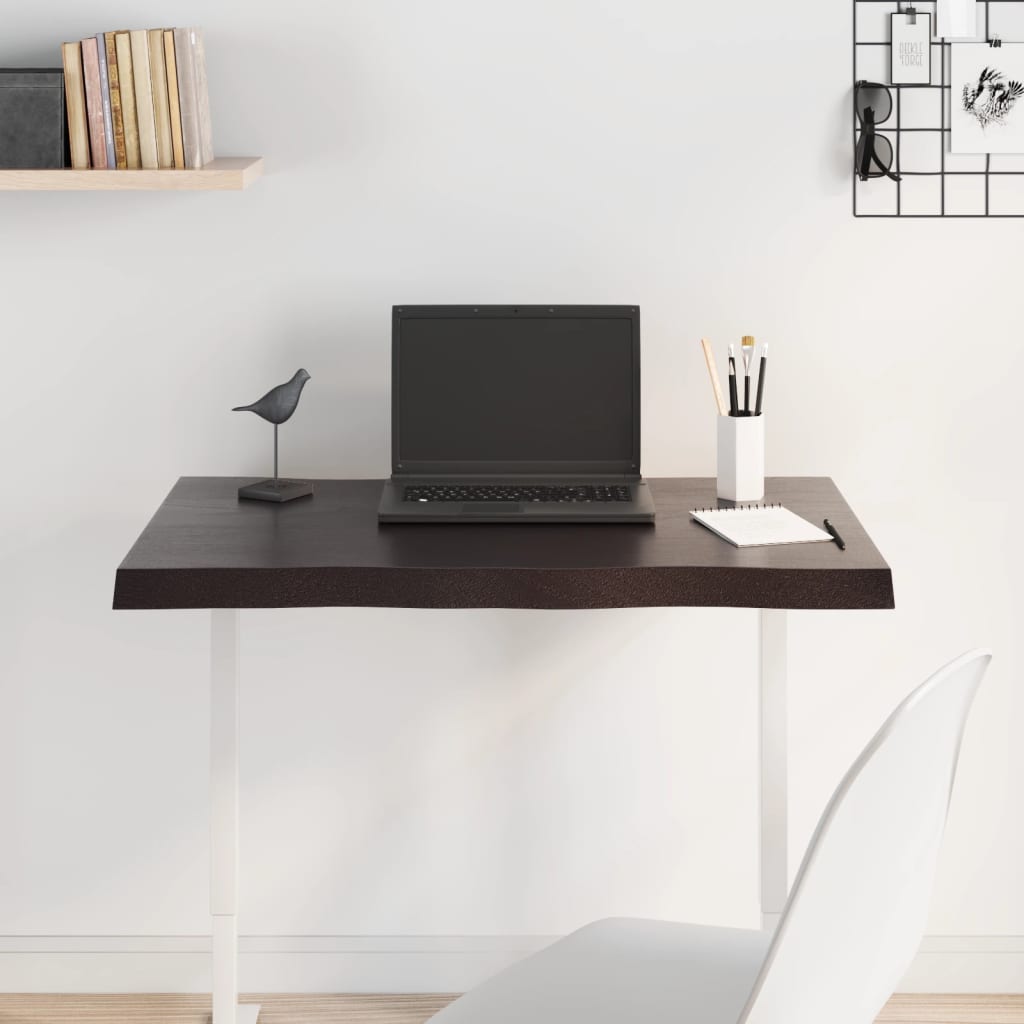 vidaXL Επιφ Τραπεζιού Αν Καφέ 80x50x(2-4)εκ. Ακατέργ. Μασίφ Ξύλο Δρυός