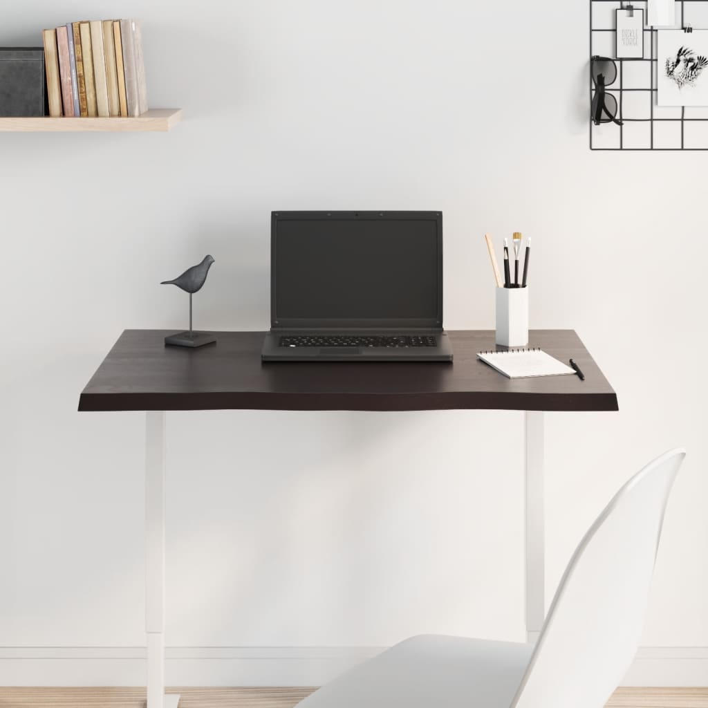 vidaXL Επιφ Τραπεζιού Σκ Καφέ 80x60x2εκ. Επ Μασίφ Ξύλο Δρυός Live Edge