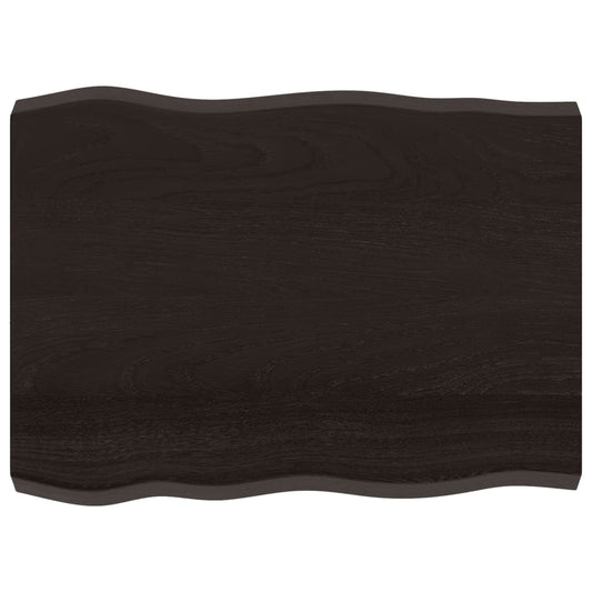 vidaXL Επιφ Τραπεζιού Αν Καφέ 80x60x(2-6)εκ. Ακατέργ. Μασίφ Ξύλο Δρυός