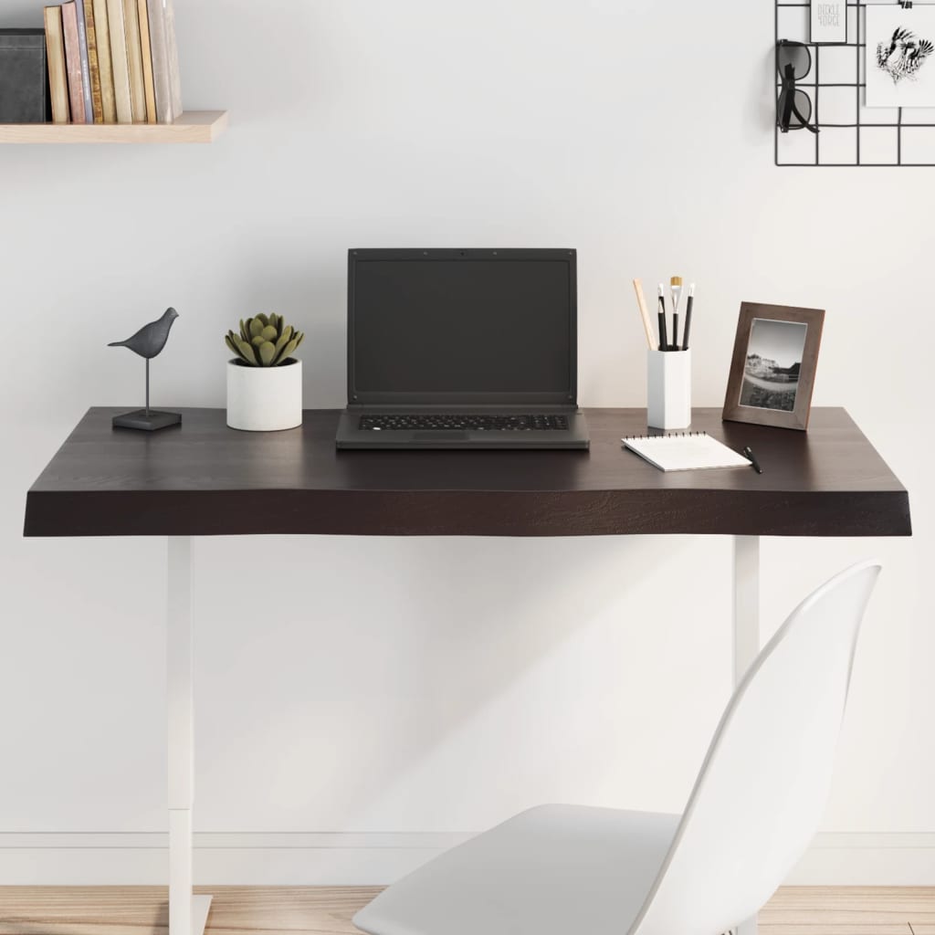 vidaXL Επιφ Τραπεζιού Αν Καφέ 100x60x(2-6)εκ.Ακατέργ. Μασίφ Ξύλο Δρυός