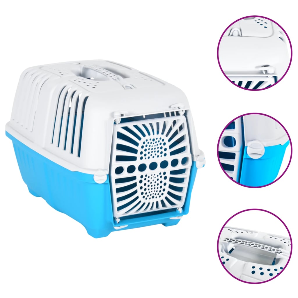 vidaXL Κλουβί Μεταφ. Κατοικίδιων Λευκό/Μπλε 48x31,5x33εκ Πολυπρ/λένιο
