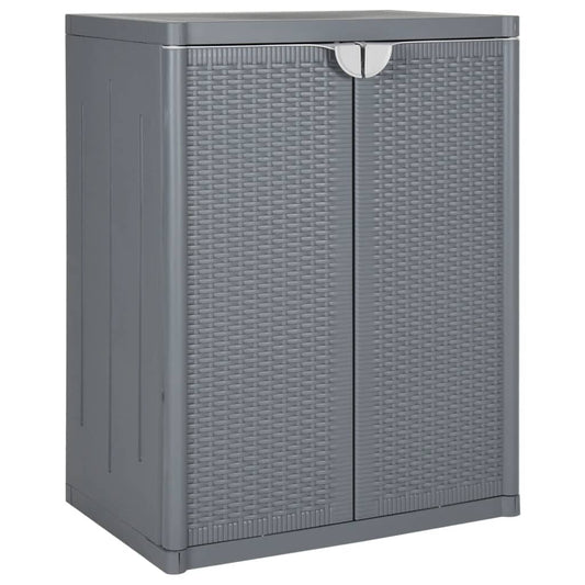vidaXL Ντουλάπι Αποθήκευσης Κήπου Γκρι 65x45x88 εκ. από Ρατάν PP