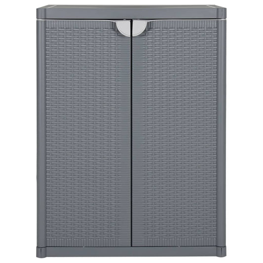 vidaXL Ντουλάπι Αποθήκευσης Κήπου Γκρι 65x45x88 εκ. από Ρατάν PP