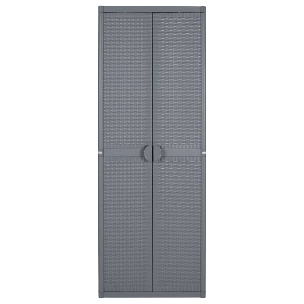 vidaXL Ντουλάπι Αποθήκευσης Κήπου Γκρι 65x45x172 εκ. από Ρατάν PP