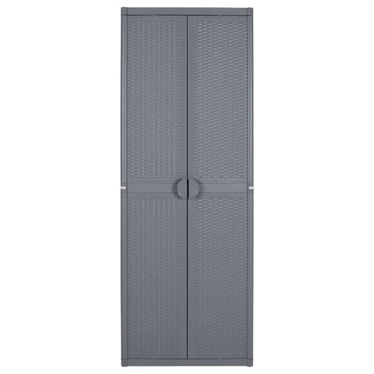 vidaXL Ντουλάπι Αποθήκευσης Κήπου Γκρι 65x45x172 εκ. από Ρατάν PP