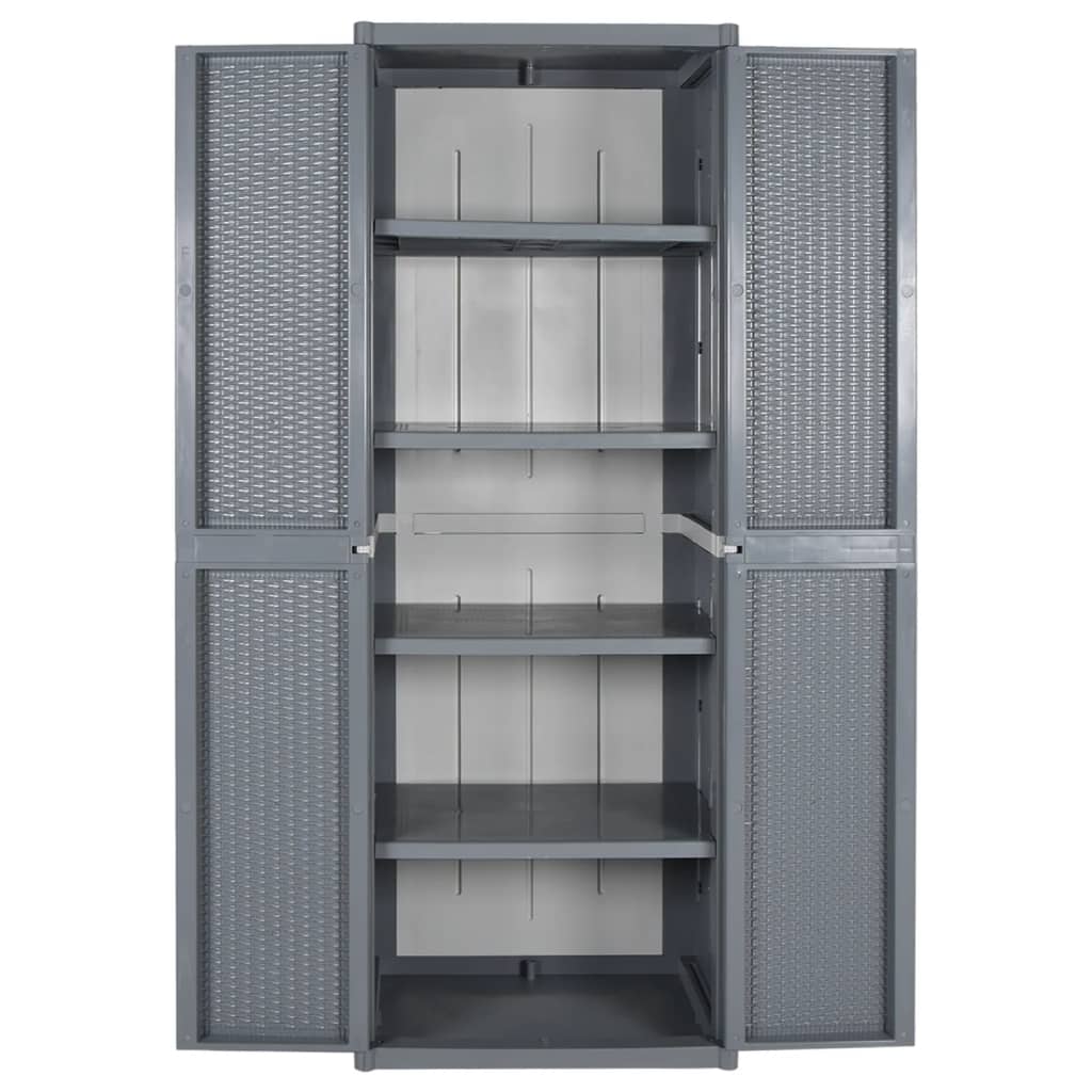 vidaXL Ντουλάπι Αποθήκευσης Κήπου Γκρι 65x45x172 εκ. από Ρατάν PP